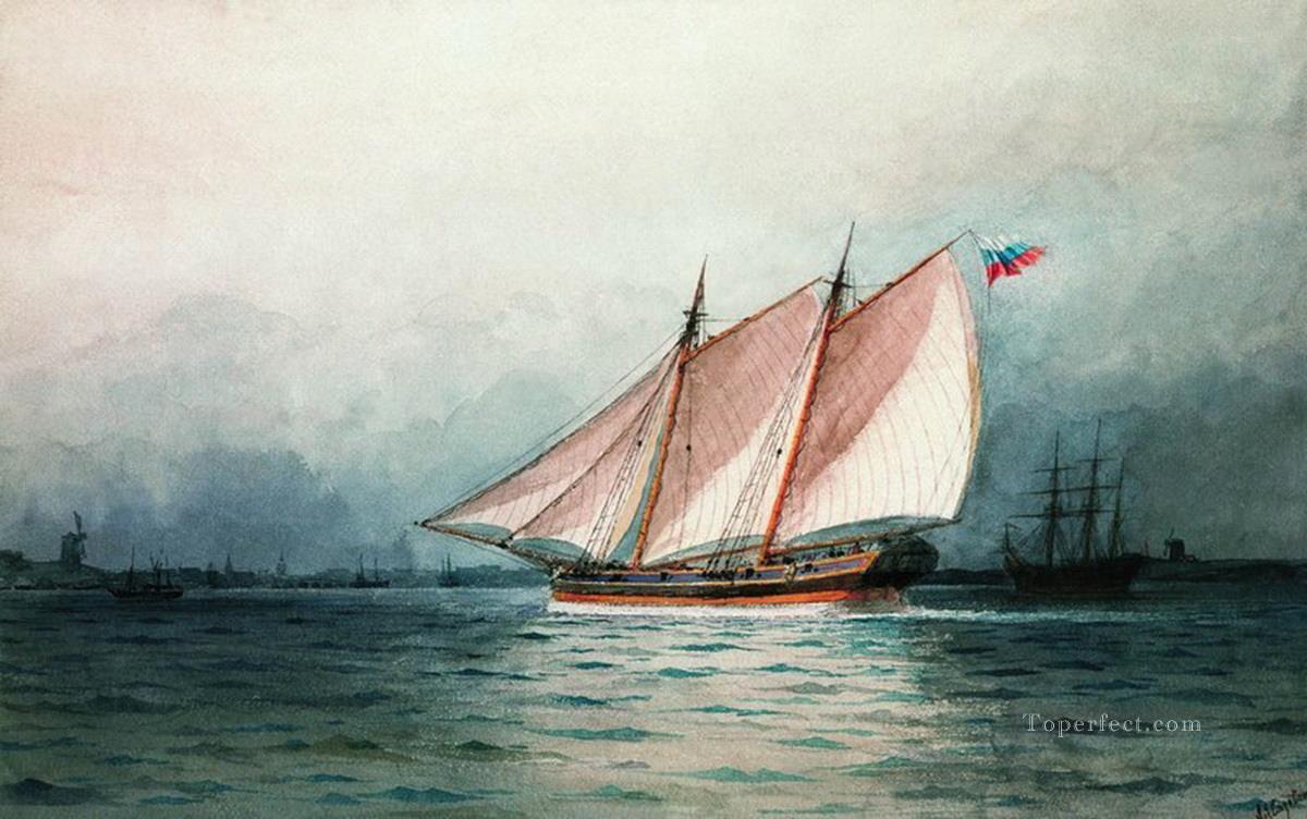 sailing ship Romantic Ivan Aivazovsky Russian Oil Paintings